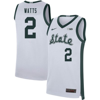 Men Rocket Watts Michigan State Spartans #2 Nike NCAA Retro White Authentic College Stitched Basketball Jersey QC50N05EN